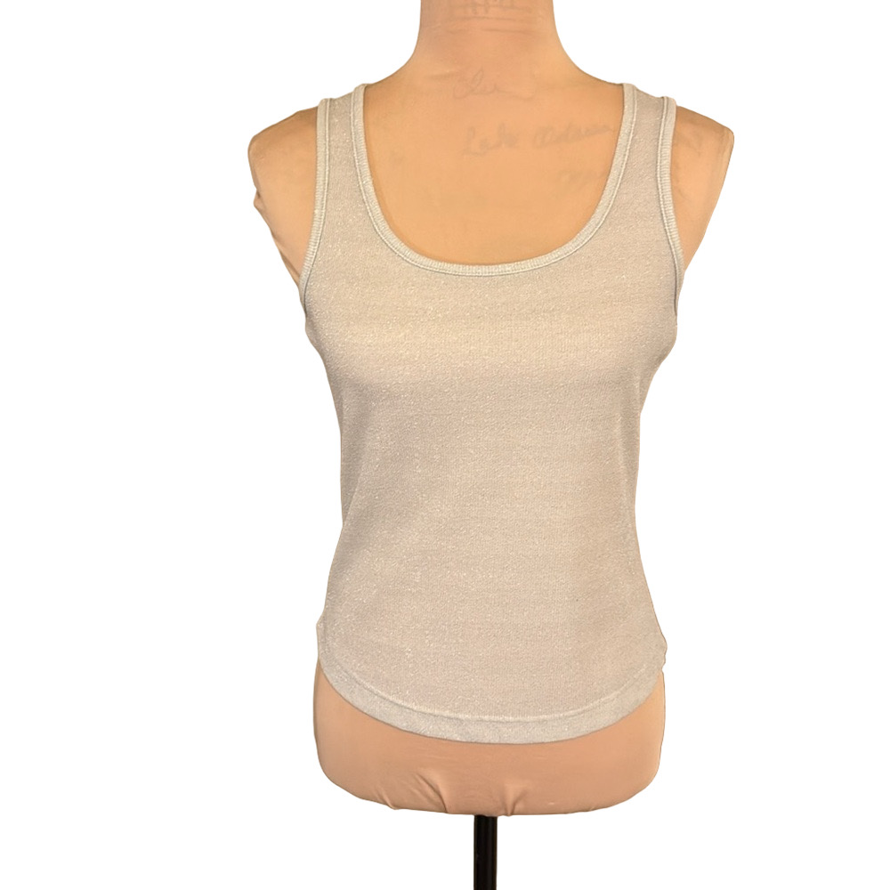 Newport News silver shimmer Gray Fitted Sleeveless Tank Top